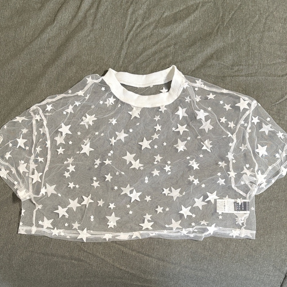 SHEIN Sheer Star Print Top